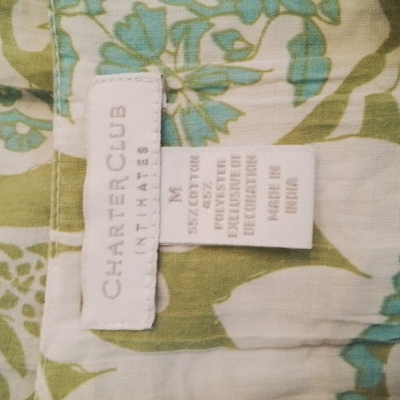 Charter Club Intimates lounger, green, aqua, white, size M - Picture 6 of 7